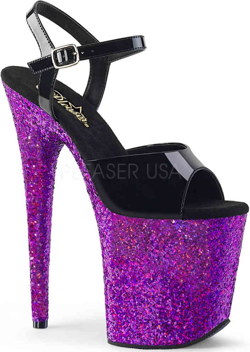 EU 36 = US 6 | FLAMINGO-809LG | 8 Heel, 4 PF Ankle Strap Sandal w/ Glitter Bottom